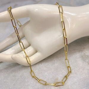 BELLEZZA Elegant Gold Paperclip Link Chain 18” Necklace